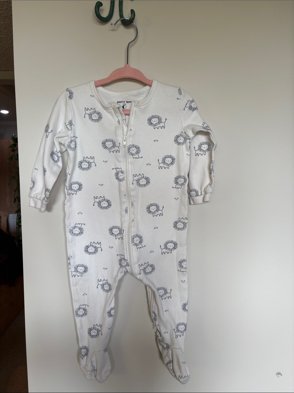 Petit Lem Lion Print Footed Sleeper – 12M